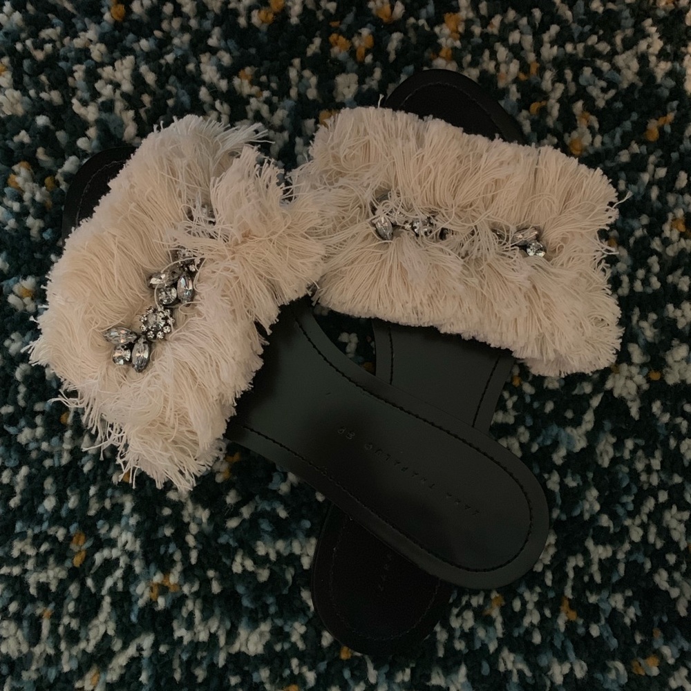 Zara Fringe Slide Sandal